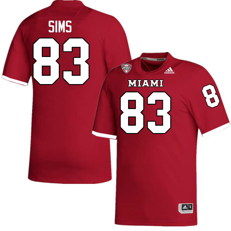 Miami University Redhawks #83 Ryan Sims College Football Jerseys Stitched-Red